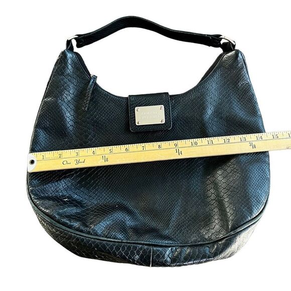 ARMANI EXCHANGE black leather shoulder/hobo bag snakeskin embossed. EUC - Picture 5 of 16